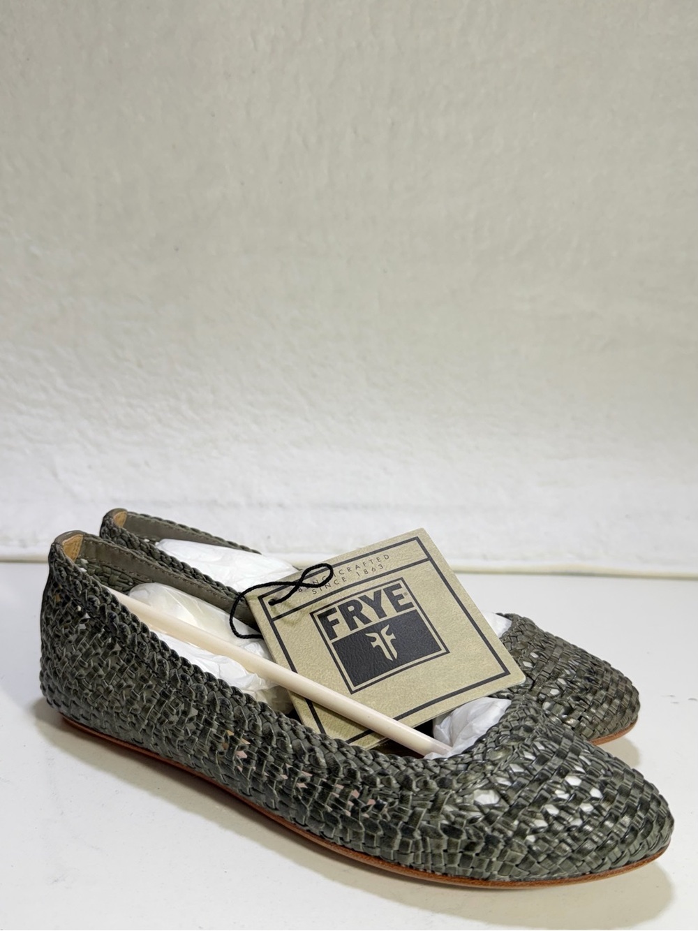 Frye Emma Woven Ballet Flats Leather Slate Gray Women’s 7 Shoes slip on